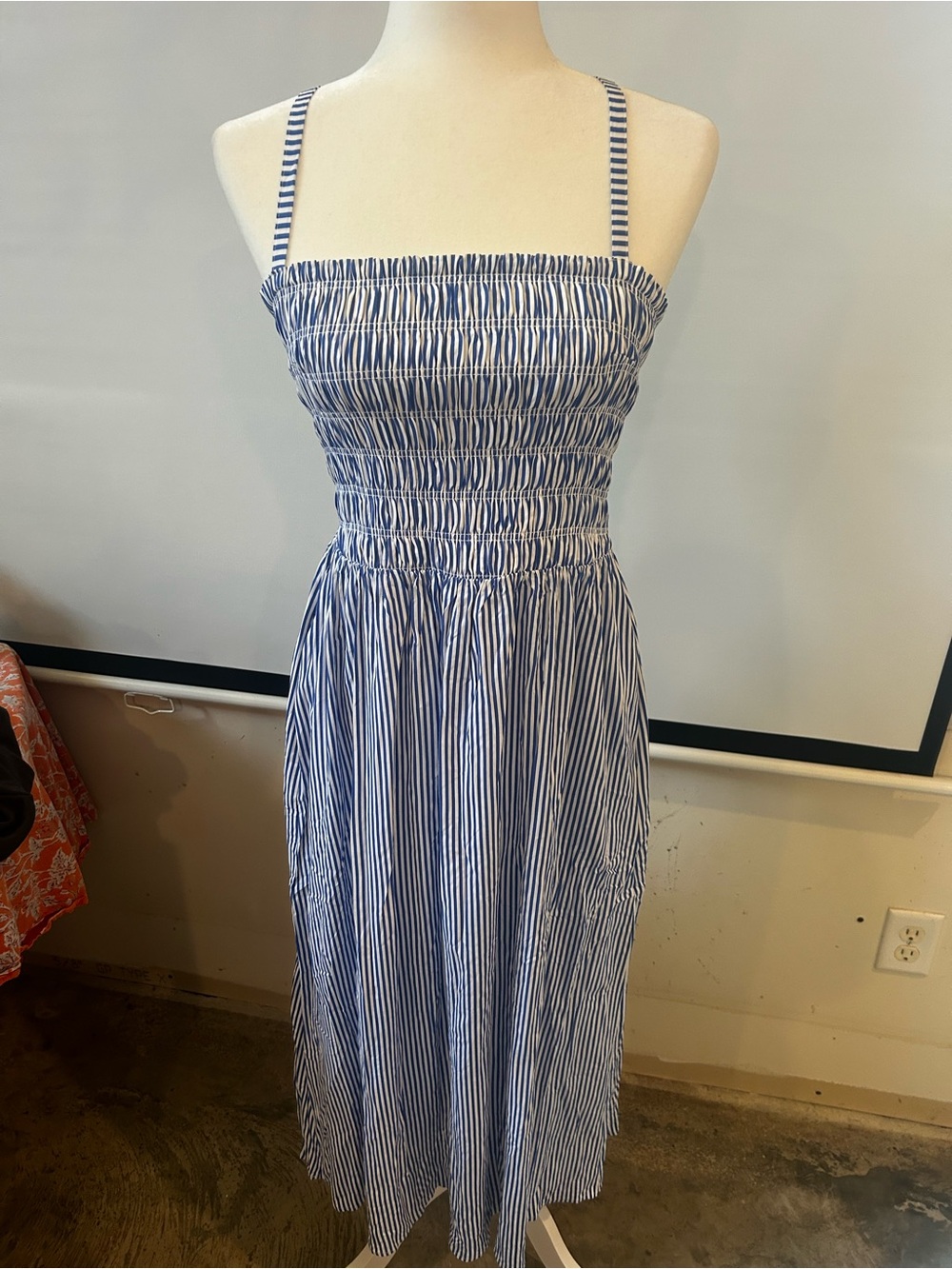 Market & Spruce Blue and White Striped Maxi Dress